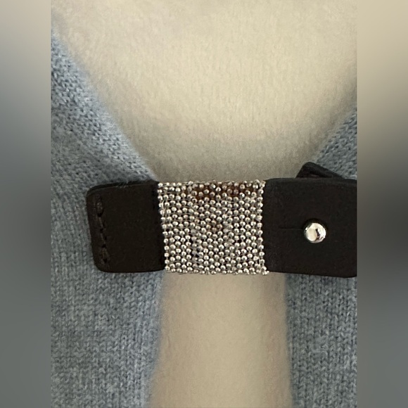 Fabiana Filippi 161546 Draped Open Front Cardigan 100% Cashmere Blue Sz. Small - Picture 7 of 12